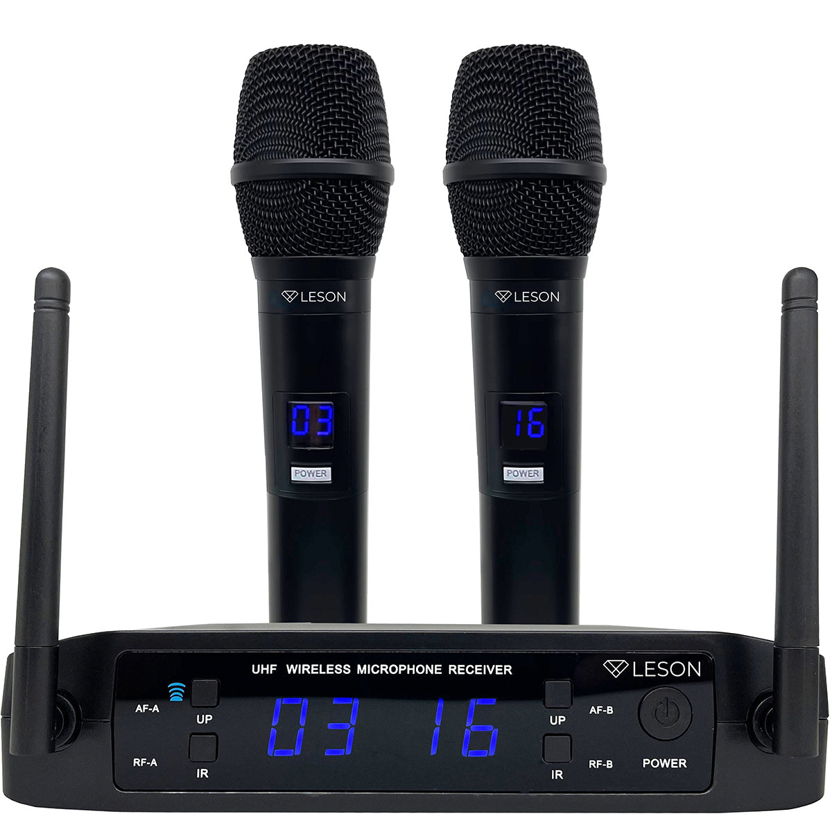 MICROFONE DUPLO LESON LS916 MULTIFREQUENCIA PROFISSIONAL - PRETO