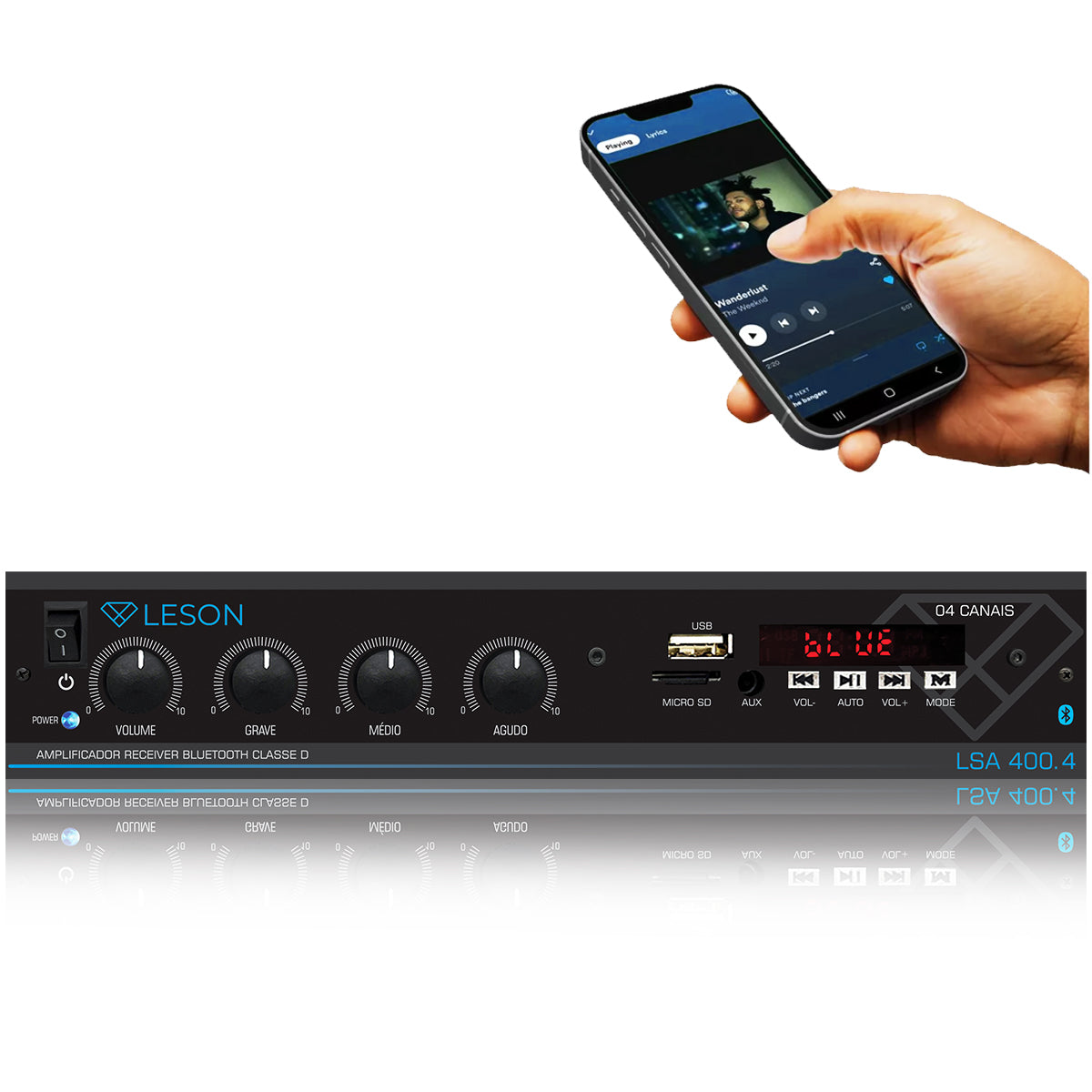 RECEIVER LSA 400.4 60WRMS BT 4 CH GRAVES MÉDIOS AGUDOS 4 OHMS