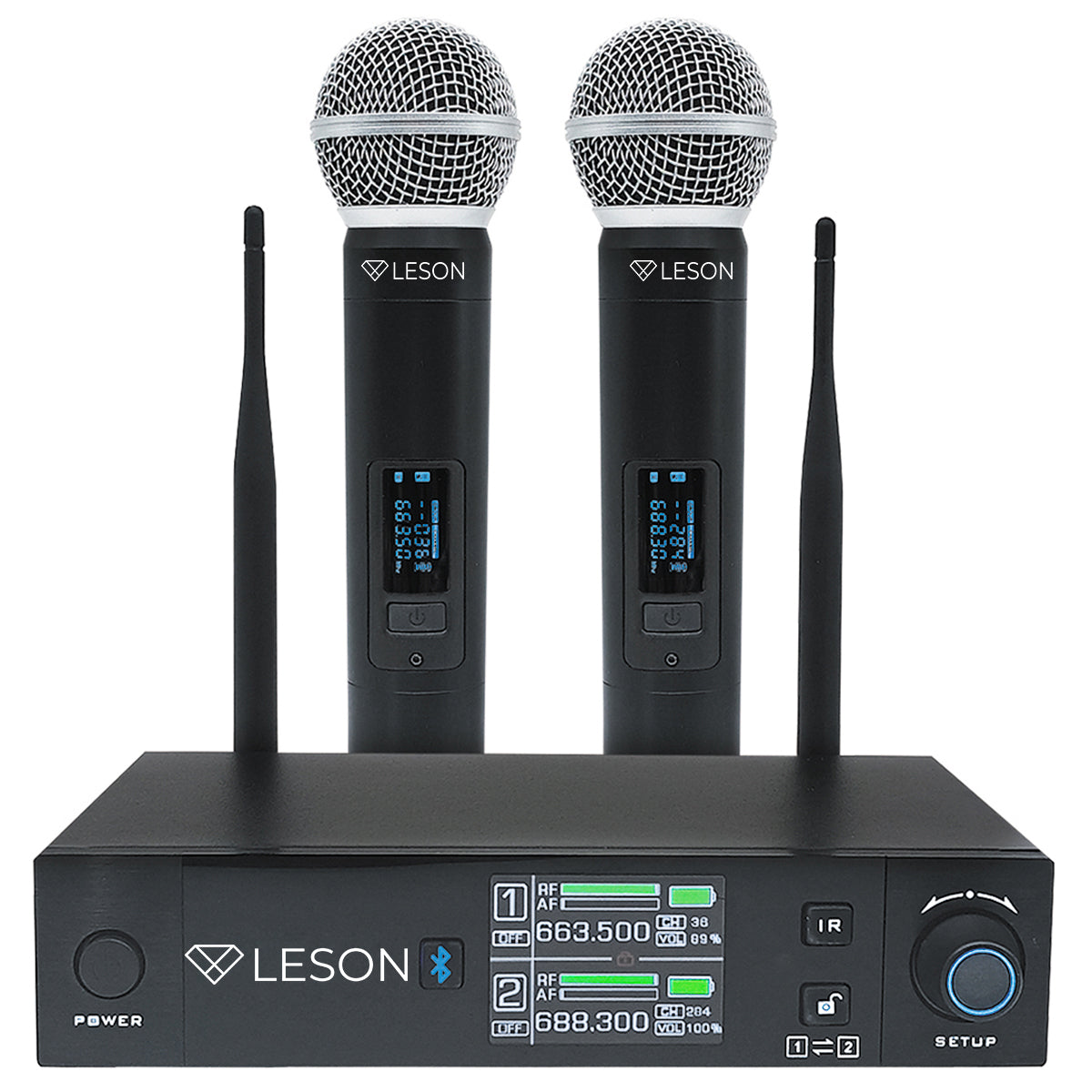 MICROFONE SEM FIO BT 600 CANAIS LE SON LS VKS2 EFEITOS ECHO COR PRETO MUSICAL BLUETOOTH SUPERCARDIÓIDE