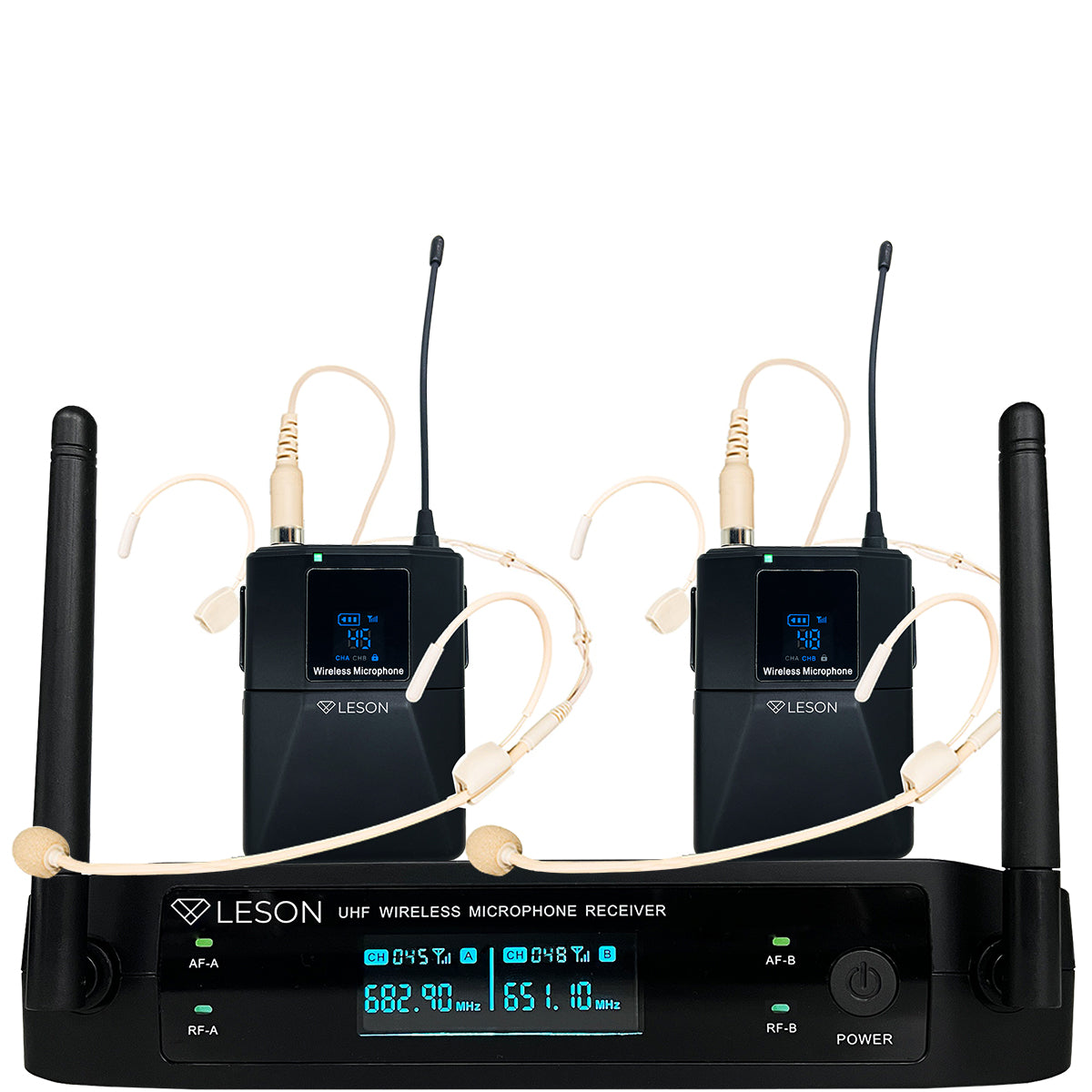 MICROFONE SEM FIO LS 962 TRANSMISSOR + 2 HEADSETS OMNIDIRECIONAL BEGE 2AMLS9622