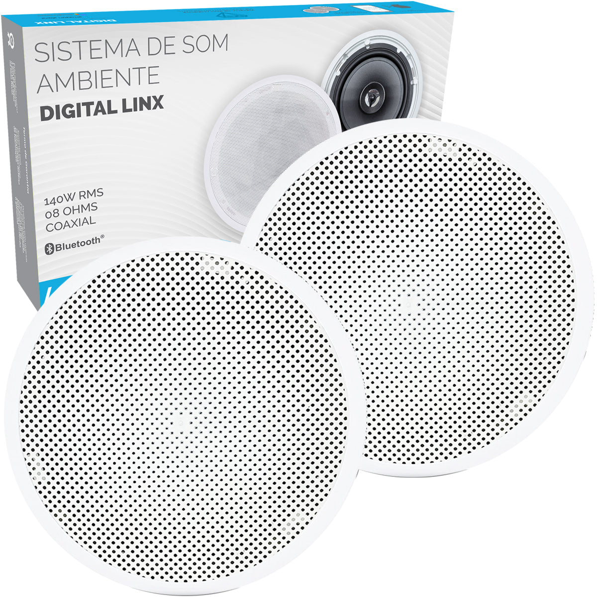 SISTEMA ARANDELA RED 6" 140WRMS 1 ATIVA + 1 PASSIVA BRANCA
