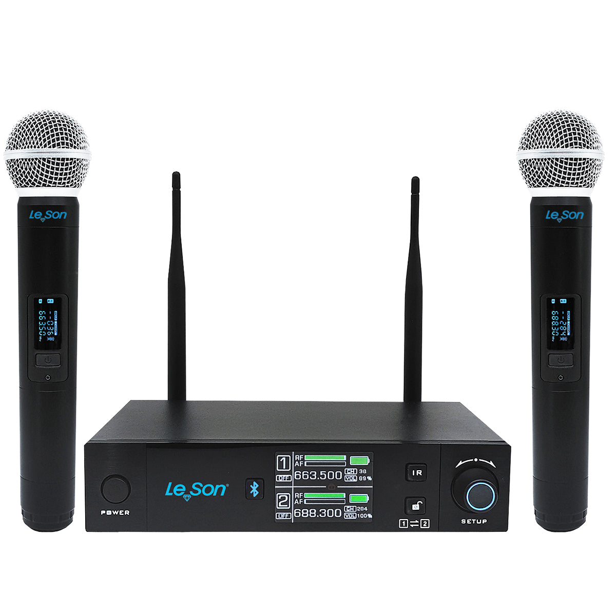 MICROFONE SEM FIO BT 600 CANAIS LE SON LS VKS2 EFEITOS ECHO COR PRETO MUSICAL BLUETOOTH SUPERCARDIÓIDE
