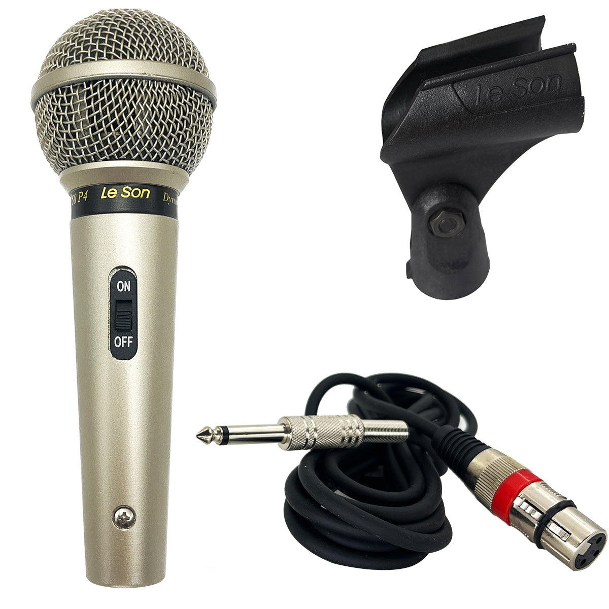 MICROFONE LE SON SM 58 P-4 DINÂMICO CARDIOIDE COR CHAMPANHE