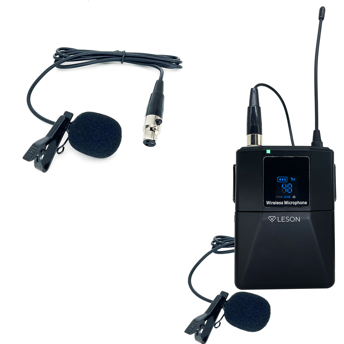 MICROFONE SEM FIO LS 962 TRANSMISSOR + 2 LAPELAS + 2 HEADSET UNIDIRECIONAL PRETO 2AMLS9621