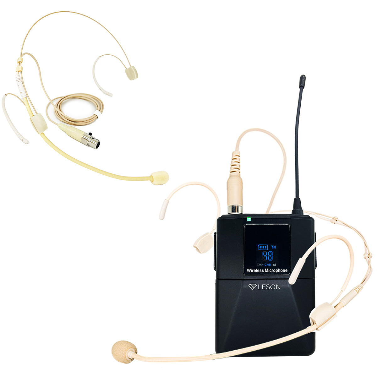 MICROFONE SEM FIO LS 962 TRANSMISSOR + 2 HEADSETS OMNIDIRECIONAL BEGE 2AMLS9622