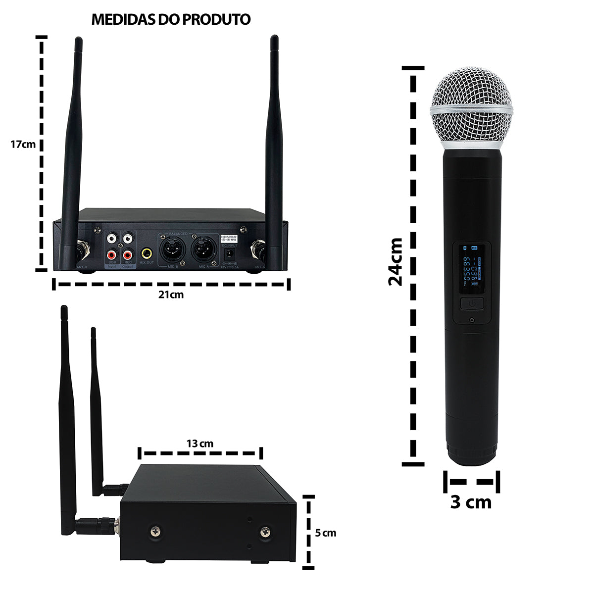 MICROFONE SEM FIO BT 600 CANAIS LE SON LS VKS2 EFEITOS ECHO COR PRETO MUSICAL BLUETOOTH SUPERCARDIÓIDE