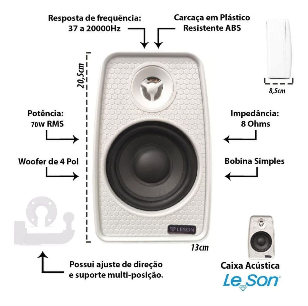 PAR CAIXA DE SOM 140WRMS (PAR) 8 Ω - RES. AGUA - LSA NEW - BRANCA