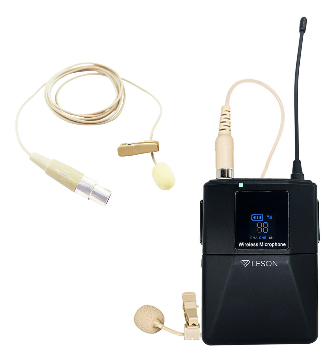 MICROFONE SEM FIO LESON LS961 48C LAPELA BEGE OMNIDIRECIONAL