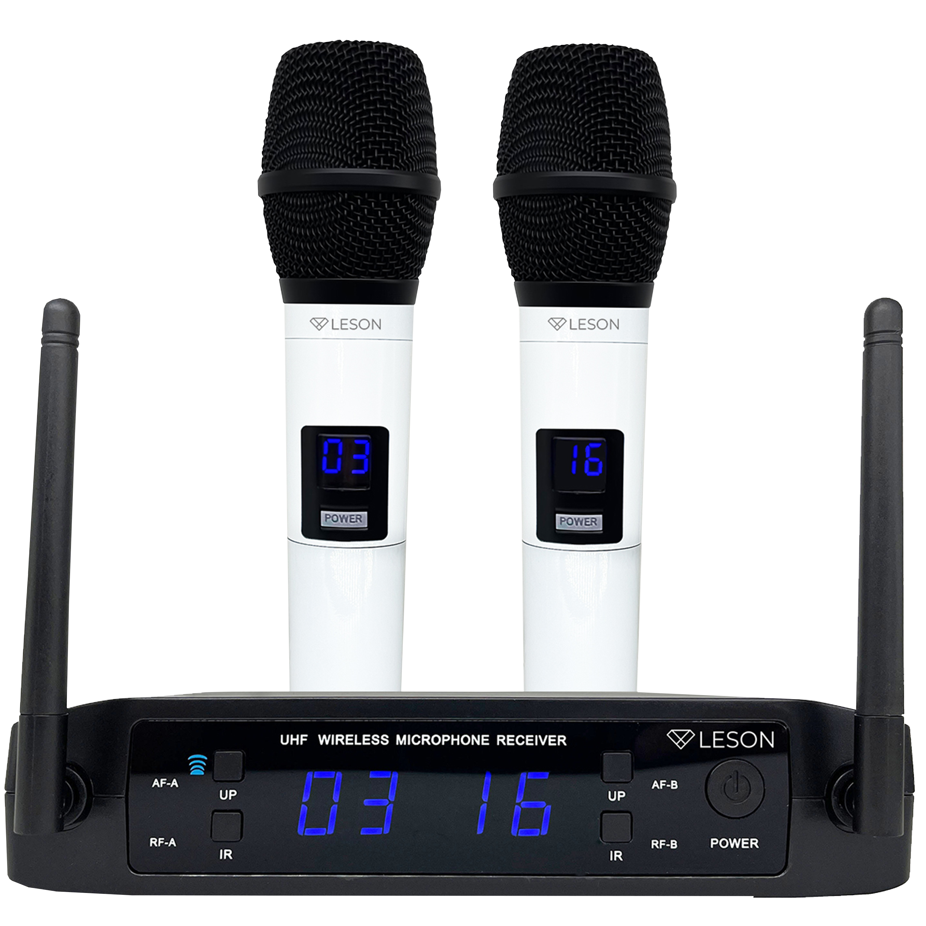 MICROFONE DUPLO SEM FIO PROFISSIONAL LE SON LS916 BRANCO