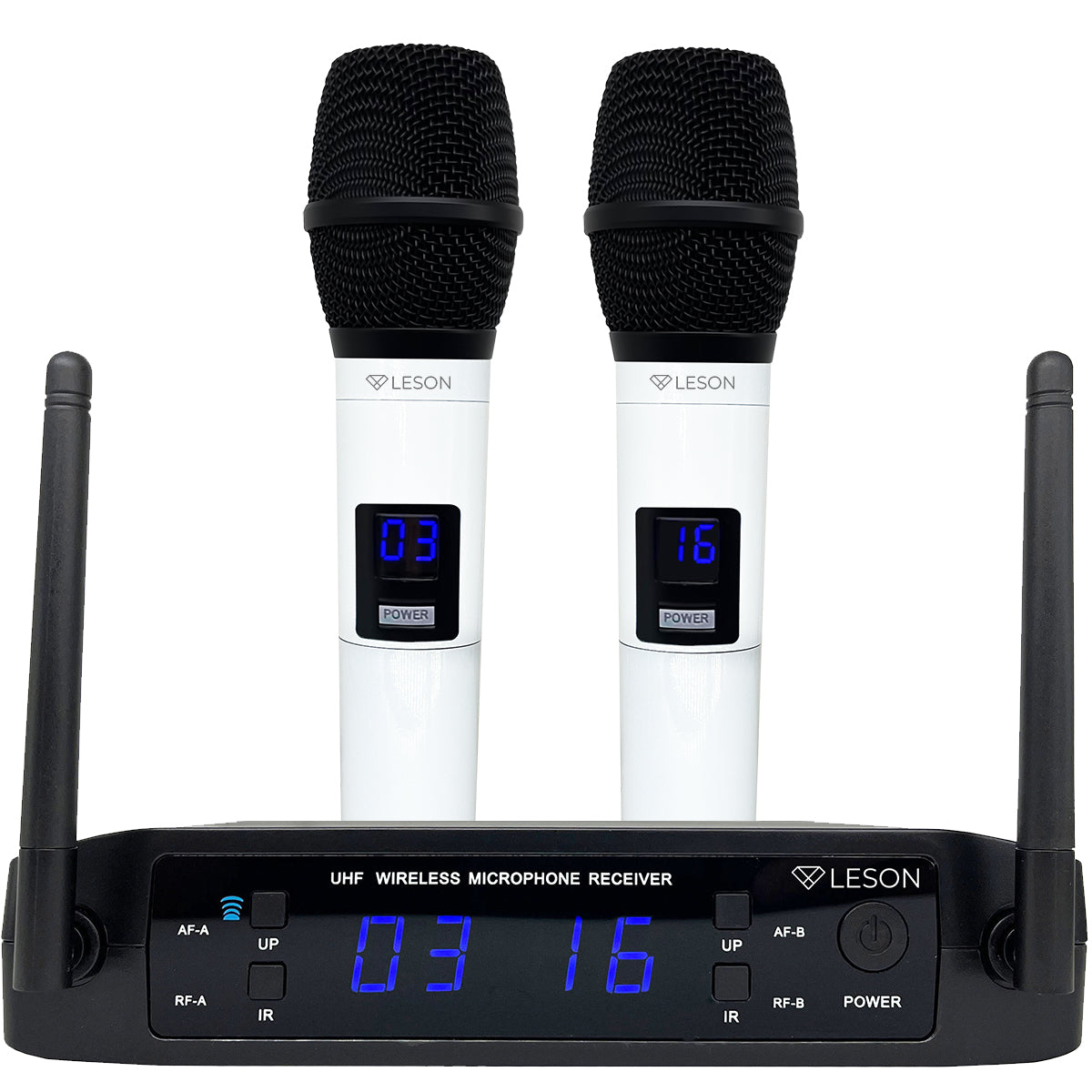 MICROFONE DUPLO SEM FIO PROFISSIONAL LE SON LS916 BRANCO