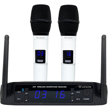 MICROFONE DUPLO SEM FIO PROFISSIONAL LE SON LS916 BRANCO