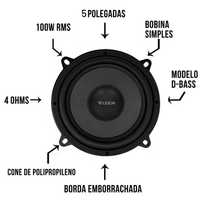 PAR FALANTE LESON MID BASS 5" 200WRMS (PAR) 4 OHMS