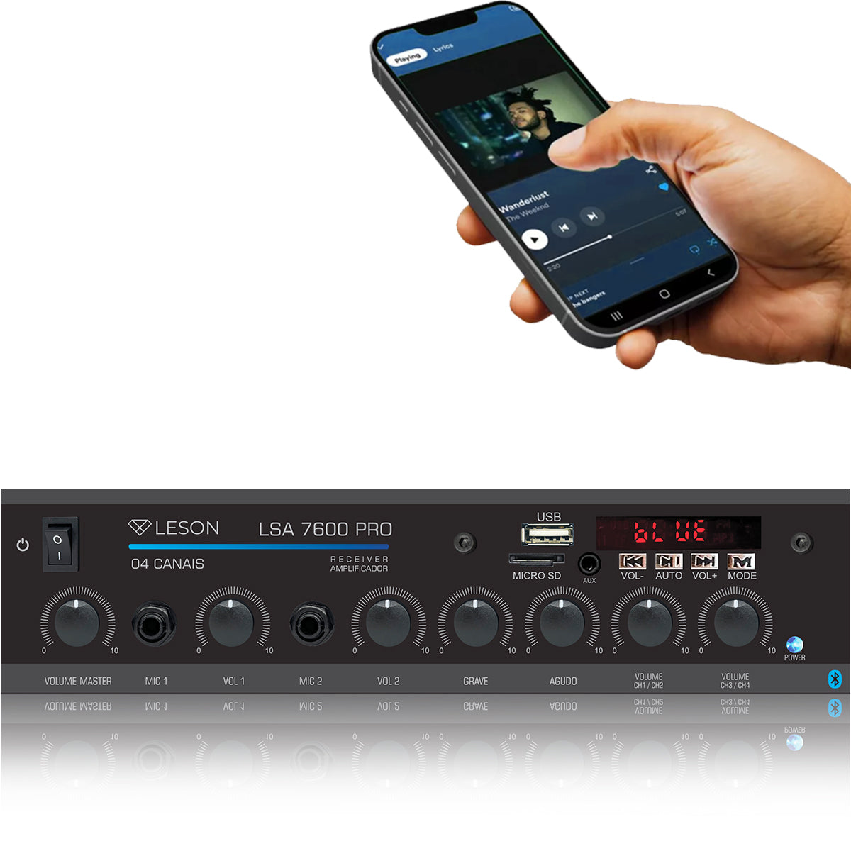 RECEIVER LSA 7600.4 PRO CONT. GRAVES E AGUDOS 2 MIC VOL MASTER