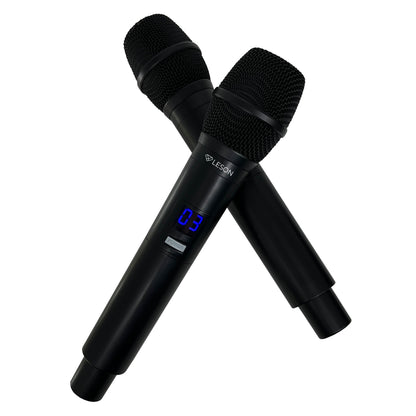 MICROFONE DUPLO LESON LS916 MULTIFREQUENCIA  PROFISSIONAL - PRETO