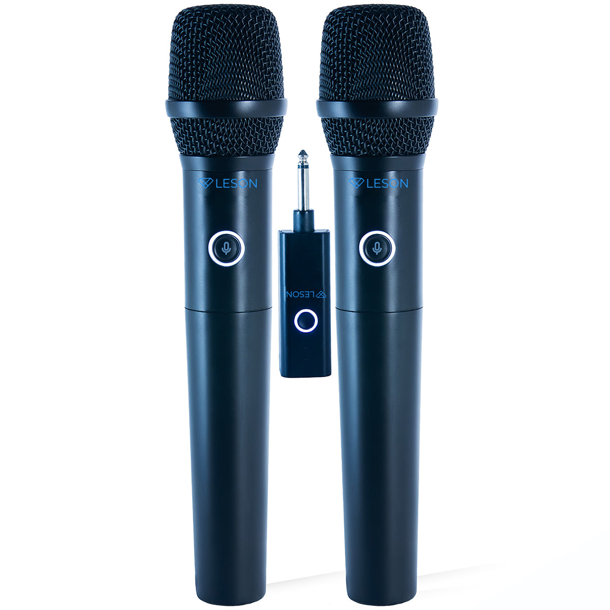 2 MICROFONES DE MÃO SEM FIO DINÂMICO MULTI FREQUENCIAS AR200 PRETO