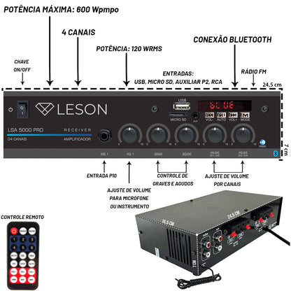 RECEIVER LSA 5000.4 PRO CONT. GRAVES E AGUDOS 1 MIC