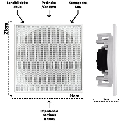 PAR ARANDELA COAXIAL 6" 140WRMS (PAR) 8 OHMS - QUADRADA BRANCA