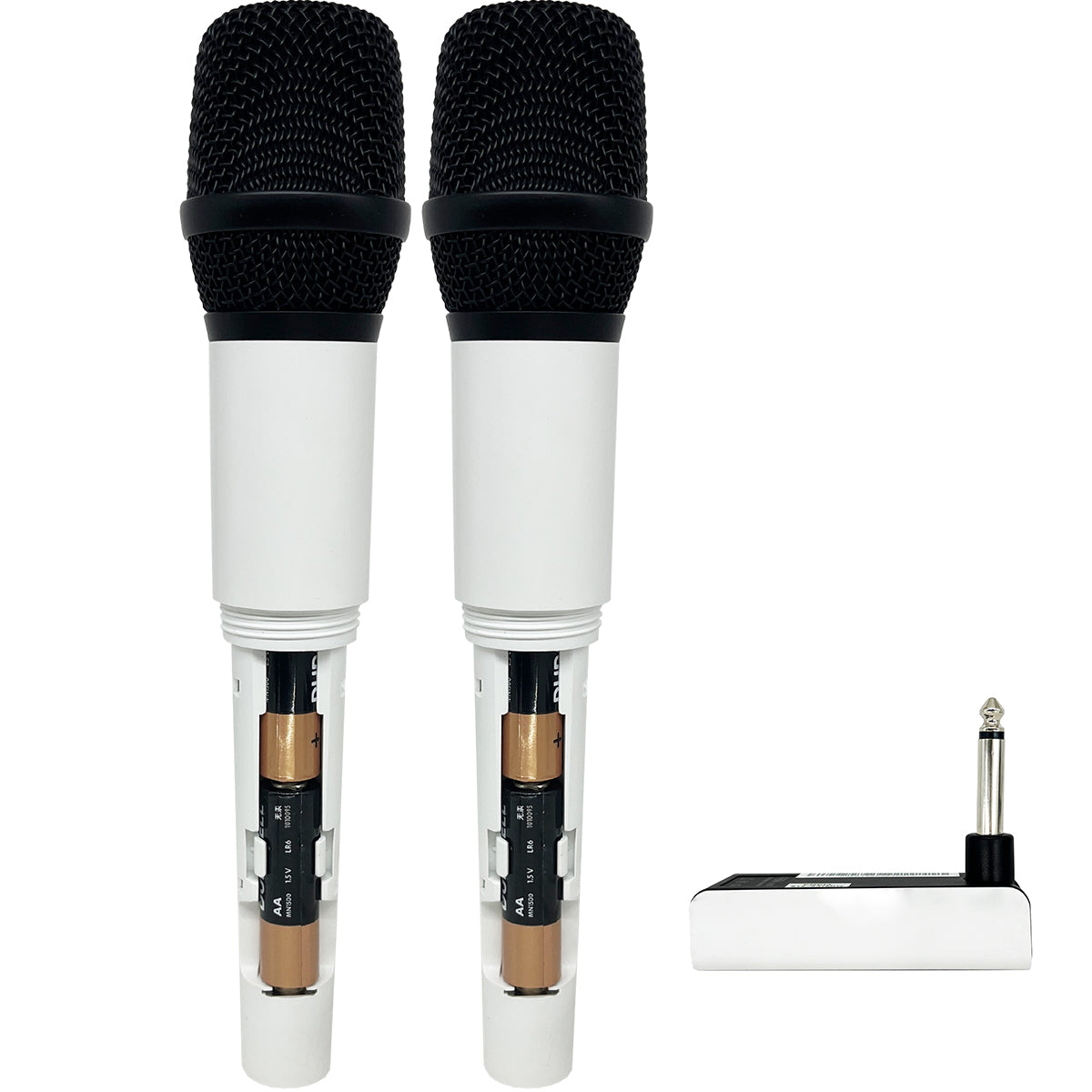 MICROFONE DE MÃO DUPLO SEM FIO DINÂMICO AR200 BRANCO LESON BRANCO