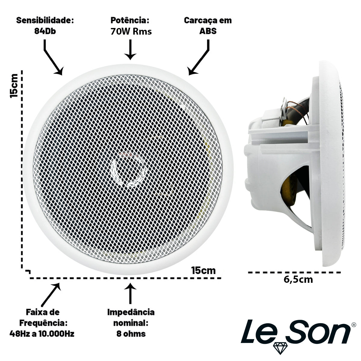 PAR ARANDELA COAXIAL 5" 140WRMS (PAR) 8 OHMS - REDONDA BRANCA
