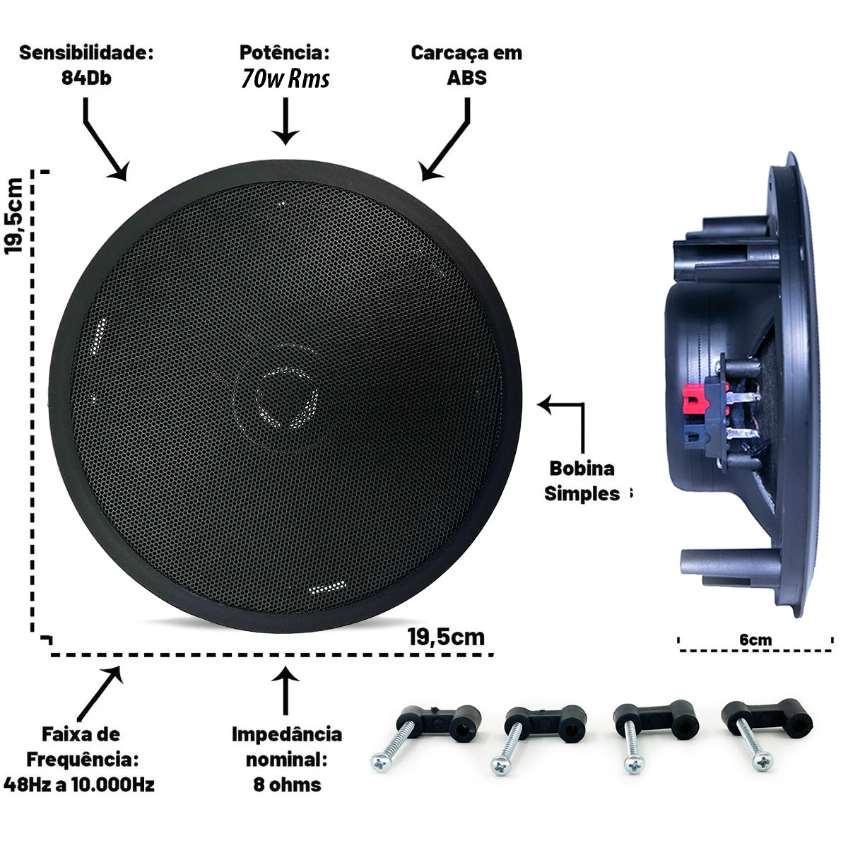 PAR ARANDELA COAXIAL 6" 140WRMS (PAR) 8 OHMS - REDONDA PRETA
