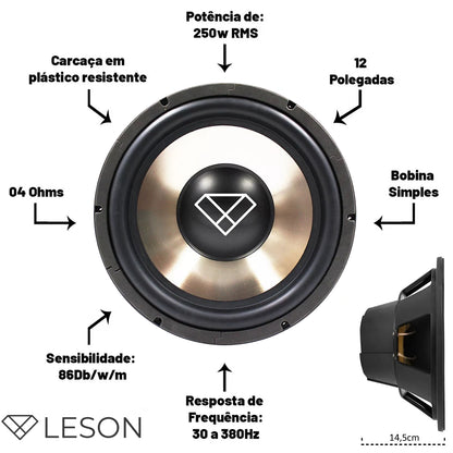 SUBWOOFER LESON 12" 250 WRMS (PEÇA) 4 OHMS PLATINUM