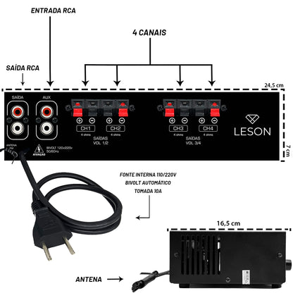 RECEIVER LSA 5000.4 PRO CONT. GRAVES E AGUDOS 1 MIC