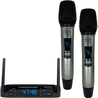 MICROFONE SEM FIO DUPLO MULTIFREQUÊNCIA DIGITAL LE SON LS926