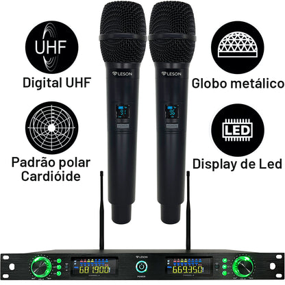 MICROFONE SEM FIO LE SON LSX02 RACK 192 CANAIS COR PRETO