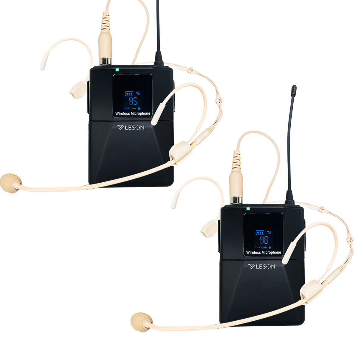 MICROFONE SEM FIO LS 962 TRANSMISSOR + 2 HEADSETS OMNIDIRECIONAL BEGE 2AMLS9622