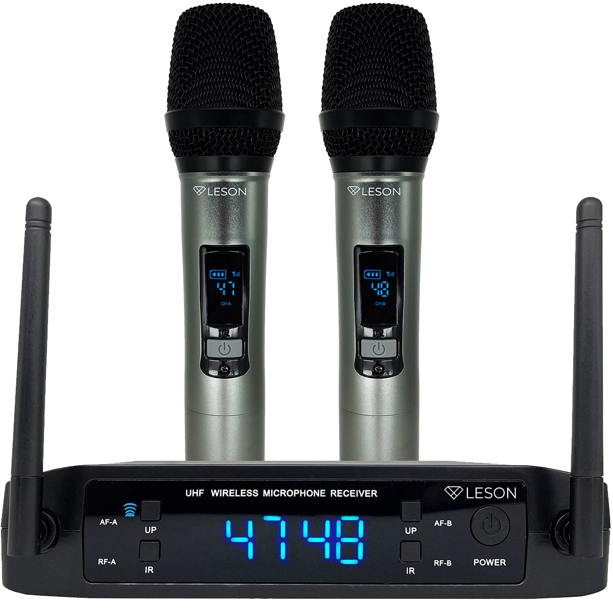 MICROFONE SEM FIO DUPLO MULTIFREQUÊNCIA DIGITAL LE SON LS926