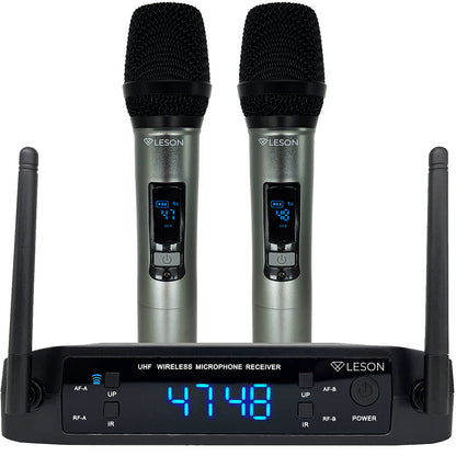 MICROFONE SEM FIO DUPLO MULTIFREQUÊNCIA DIGITAL LE SON LS926