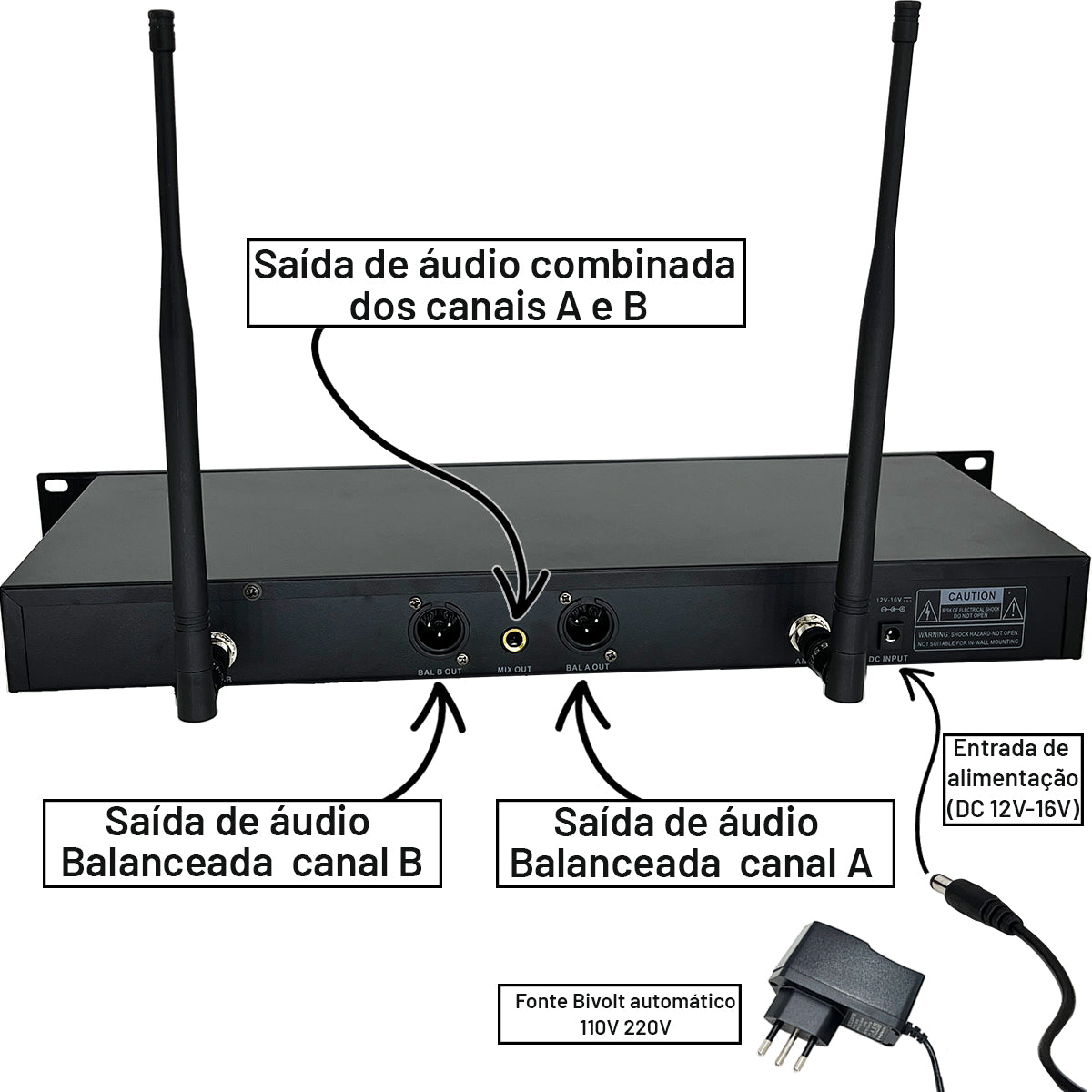 MICROFONE SEM FIO LE SON LSX02 RACK 192 CANAIS COR PRETO