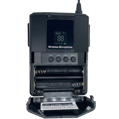 MICROFONE SEM FIO LS 962 TRANSMISSOR + 2 LAPELAS + 2 HEADSET UNIDIRECIONAL PRETO 2AMLS9621