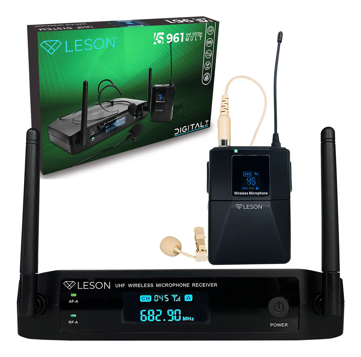 MICROFONE SEM FIO LESON LS961 48C LAPELA BEGE OMNIDIRECIONAL