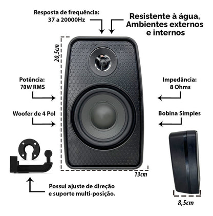 PAR CAIXA DE SOM 140WRMS (PAR) 8 Ω - RES. AGUA - LSA NEW - PRETA