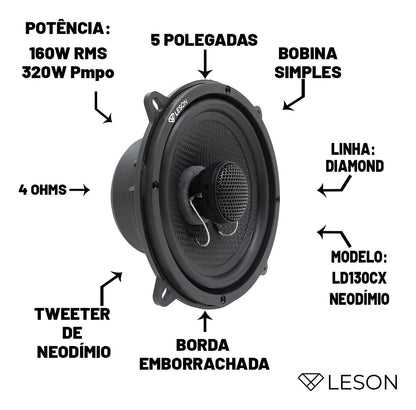 PAR COAXIAL DIAMOND 5" 160 WRMS (PAR) 4 OHMS TWEETER NEODÍMIO
