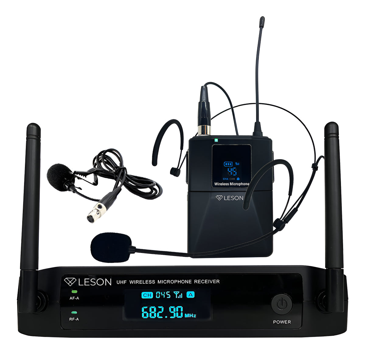 MICROFONE LESON SEM FIO LS 961 CTO 1 LAPELA PRETO + 1 HEADSET PRETO