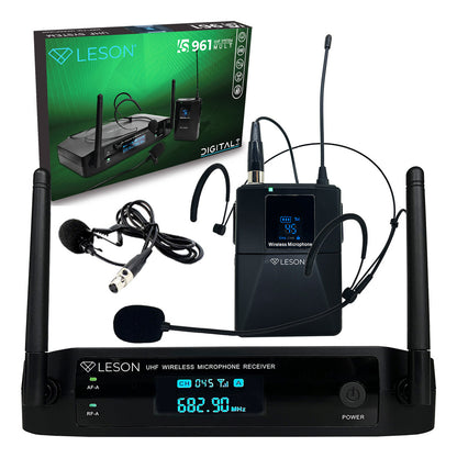 MICROFONE LESON SEM FIO LS 961 CTO 1 LAPELA PRETO + 1 HEADSET PRETO