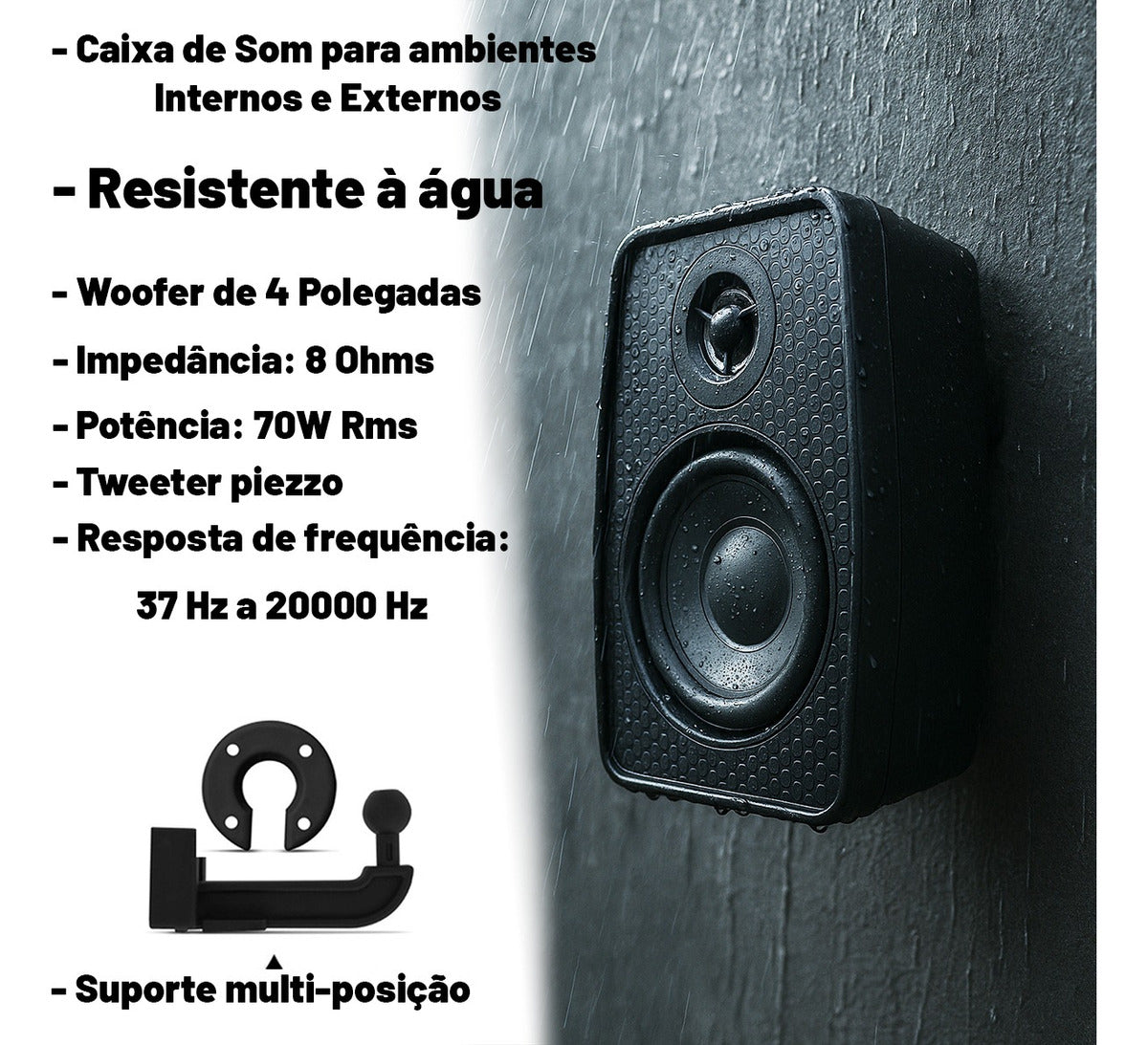 PAR CAIXA DE SOM 140WRMS (PAR) 8 Ω - RES. AGUA - LSA NEW - PRETA