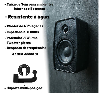 PAR CAIXA DE SOM 140WRMS (PAR) 8 Ω - RES. AGUA - LSA NEW - PRETA