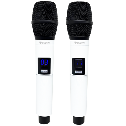 MICROFONE DUPLO SEM FIO PROFISSIONAL LE SON LS916 BRANCO