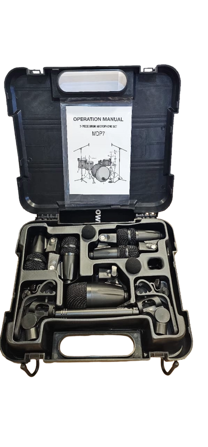 KIT MICROFONE BATERIA LDM507 7 PEÇAS MALETA LESON PERCUSSÃO COR PRETO