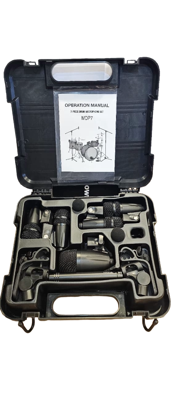 KIT MICROFONE BATERIA LDM507 7 PEÇAS MALETA LESON PERCUSSÃO COR PRETO