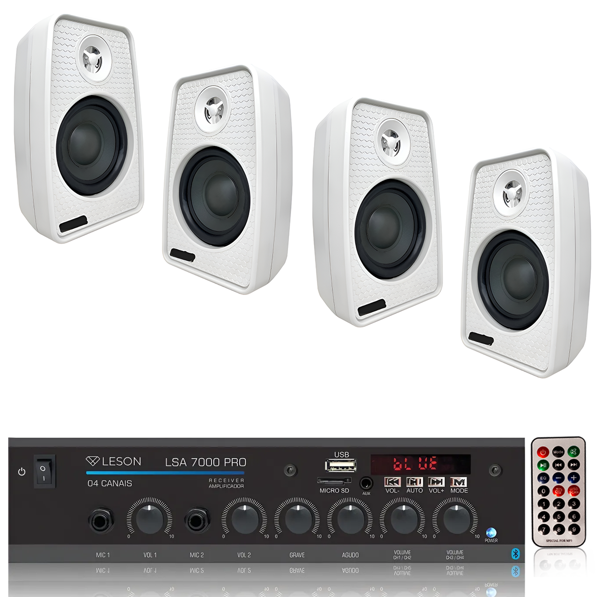 KIT SOM AMBIENTE 4 CX SOM BRANCO + RECEIVER LSA7000