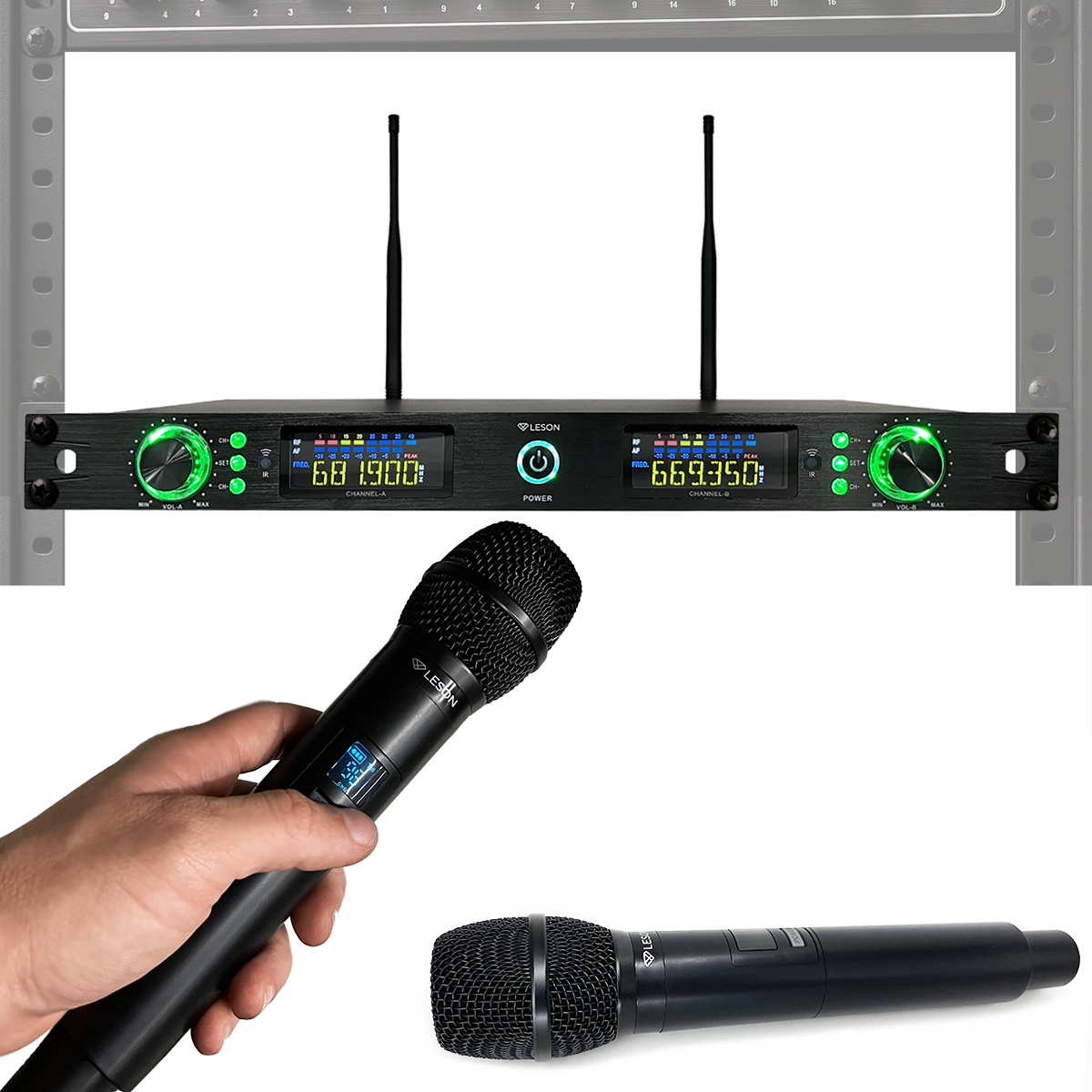 MICROFONE SEM FIO LE SON LSX02 RACK 192 CANAIS COR PRETO